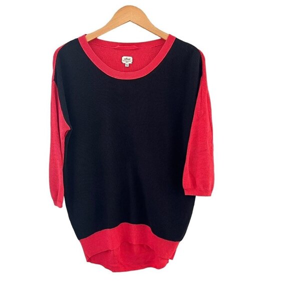 Aritzia Wilfred Women's Sweater Silk Cashmere Cotton Blend Size S Red Black - Picture 1 of 12